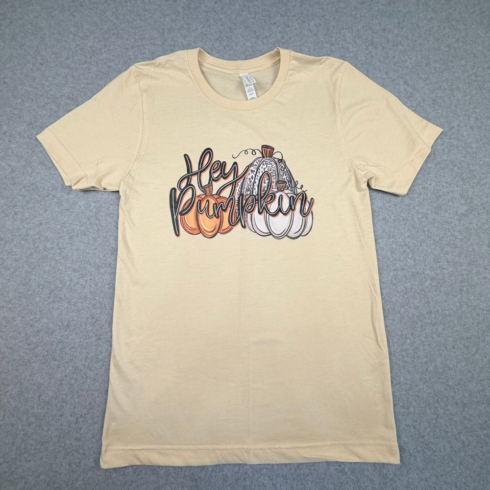 Bella Canvas Hey Pumpkin Graphic T-Shirt XL Tan Fall Leopard Print Tee